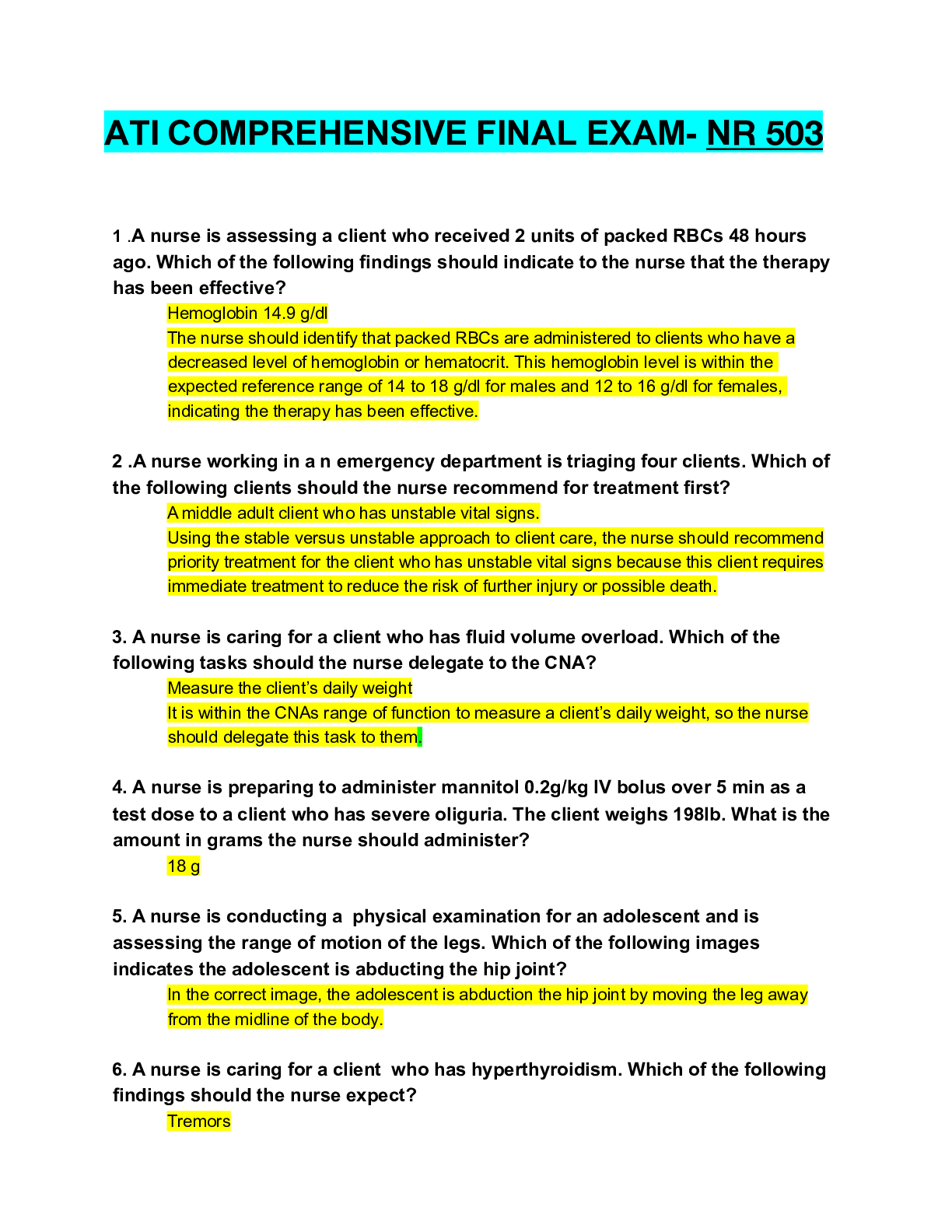 Preview image of ATI COMPREHENSIVE FINAL EXAM- NR 503.pdf document